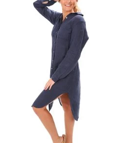 So French So Chic Sally Linen Dress | Blue | S Dresses