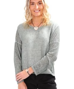 So French So Chic Marie Long Sleeve Linen Tee - Millitare-SF4
