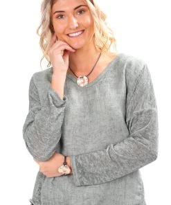 So French So Chic Marie Long Sleeve Linen Tee - Millitare-SF4