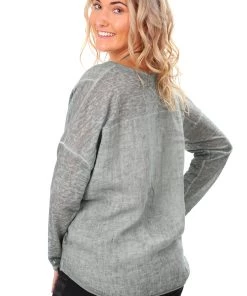 So French So Chic Marie Long Sleeve Linen Tee - Millitare-SF4