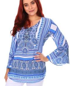 Seven Sisters Tops Sari V Neck Top (Royal)
