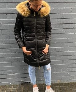 Sabena Long Line Down Puffer Jacket - Black