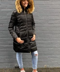 Sabena Long Line Down Puffer Jacket - Black