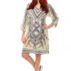 Fashion Spectrum Resort Wear Egyptian Tunic Dress - Khaki