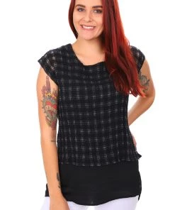 Hammock & Vine Linen Textured Black Overlay Top - Style No: H19228