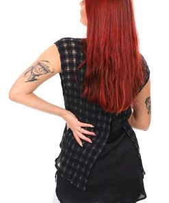 Hammock & Vine Linen Textured Black Overlay Top - Style No: H19228