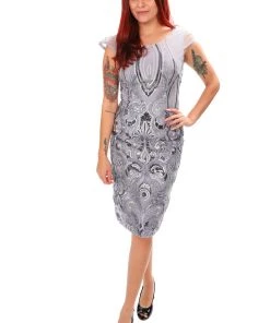 Romance Events Yvette Cap Sleeve Dress | Grey | ROM31