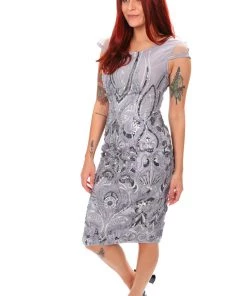 Romance Events Yvette Cap Sleeve Dress | Grey | ROM31