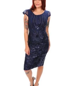 Romance Yvette Cap Sleeve Dress | Navy | ROM30 Events