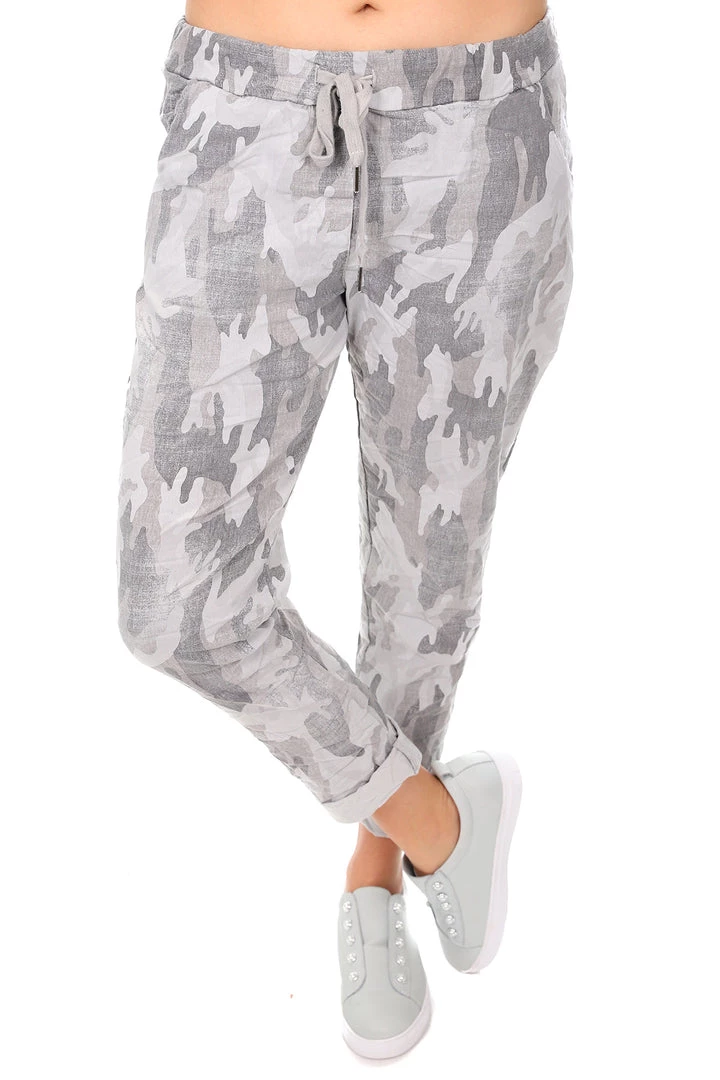 The Italian Cartel Amarie Camo Pants | Soft Grey 1 The Italian Cartel Amarie Camo Pants | Soft Grey