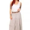 Cindy G Long Linen Skirt - Beige - CG3 Skirts