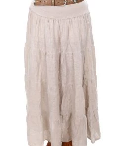 Cindy G Long Linen Skirt - Beige - CG3 Skirts
