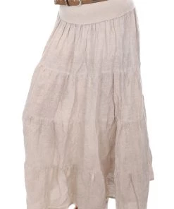 Cindy G Long Linen Skirt - Beige - CG3 Skirts