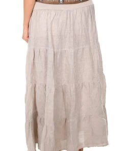 Cindy G Long Linen Skirt - Beige - CG3 Skirts
