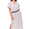 Naturals By O & J V Neck Maxi Linen Dress | Stripe | S