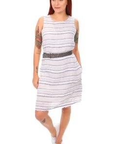 Naturals By O & J Sleeveless Linen Dress | Natural Stripe | S 7 Naturals By O & J Sleeveless Linen Dress | Natural Stripe | S