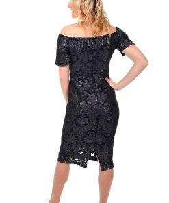 Jesse Harper Off The Shoulder Flocked Lurex Dress Events