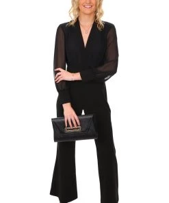 Zaliea Chiffon Sleeve Jumpsuit | Black | Z6 Events