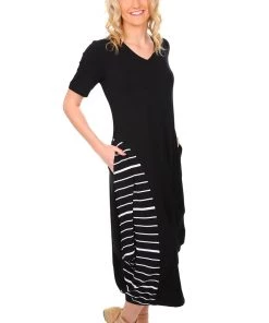 Foil Soft Focus Twist Dress | Black White | S
