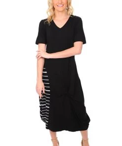 Foil Soft Focus Twist Dress | Black White | S