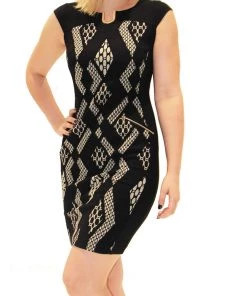 Joseph Ribkoff Events Diamond Pattern Black Dress | Style No: 171896