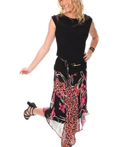 Frank Lyman Tops Mesh Cut Out Top - Black