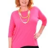 Relaxed High Low Bamboo Top | Hot Pink Tops