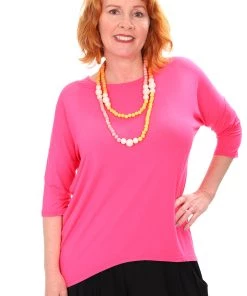Relaxed High Low Bamboo Top | Hot Pink Tops
