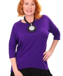 Tops Relaxed High Low Bamboo Top | Eggplant
