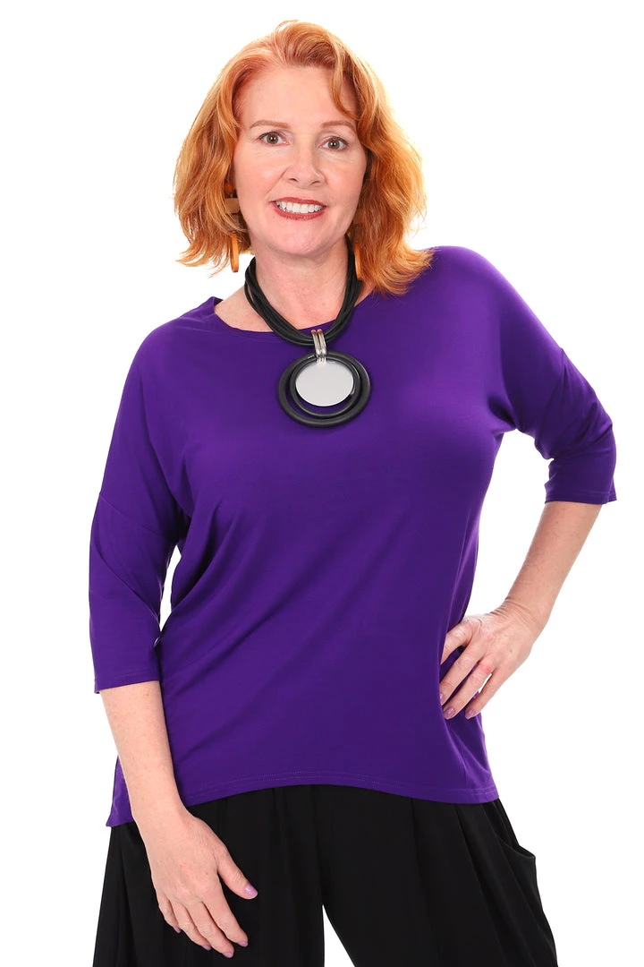 Tops Relaxed High Low Bamboo Top | Eggplant 1 Tops Relaxed High Low Bamboo Top | Eggplant
