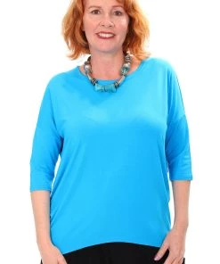Relaxed High Low Bamboo Top | Aqua Tops