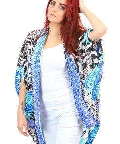 Fashion Spectrum Scarves/Wraps Zebra Short Cape - Aqua
