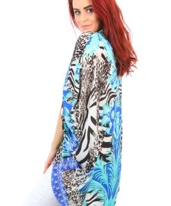 Fashion Spectrum Scarves/Wraps Zebra Short Cape - Aqua