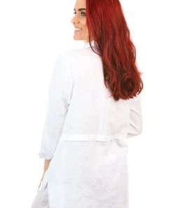 See Saw 3/4 Sleeve Collared Pleat Shirt | White Linen 9 See Saw 3/4 Sleeve Collared Pleat Shirt | White Linen