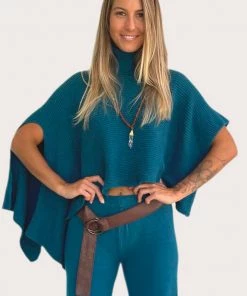 Jenny Jazz Knitwear/Jumpers El Camino Poncho - Teal - JJ23