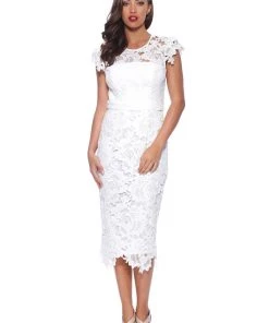 Romance Events Jolie Dusky White Lace Dress | ROM62