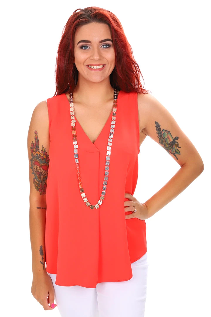 Joseph Ribkoff Tops Hi Lo Sleeveless Top - Red 3 Joseph Ribkoff Tops Hi Lo Sleeveless Top - Red