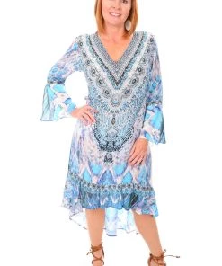 Fashion Spectrum Paluma High Low Silk Dress | Blue | FS7 Resort Wear