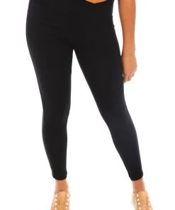 Lilia Clothing Detailed Sequins Leggings | Black | L1