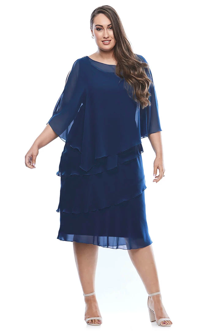 Layla Jones Tiered Chiffon Dress - Dark Peacock 1 Layla Jones Tiered Chiffon Dress - Dark Peacock