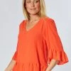 WD Designs Libby Ruffle Top | Orange | WD3 Clothing