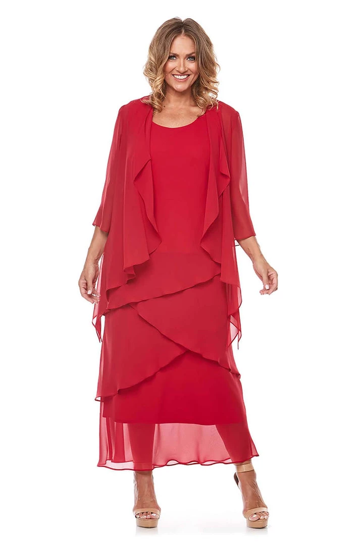 Layla Jones Layered Chiffon Dress & Jacket - Ruby Clothing 1 Layla Jones Layered Chiffon Dress & Jacket - Ruby Clothing