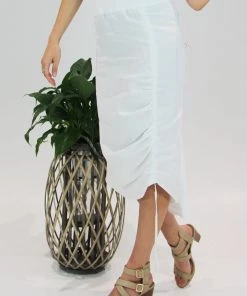 See Saw Linen Drawstring Skirt | White