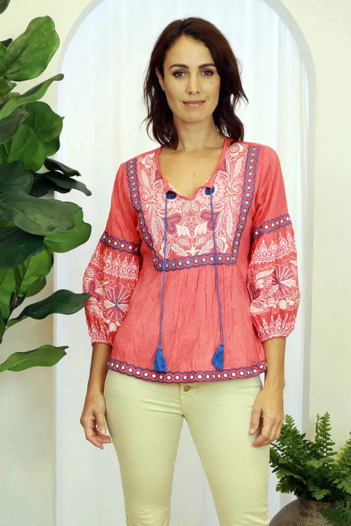 Lula Soul Tops Tanika Top - Coral - LS14s 1 Lula Soul Tops Tanika Top - Coral - LS14s