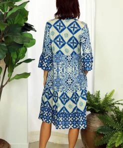 Lula Soul Wesley Buttoned Midi Dress | Indigo | LS19s Tops