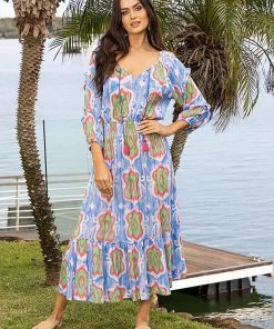 Lula Soul Curve & Plus Size Clothing Dallas Maxi Dress | Ocean | LS2