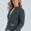 Threadz Knitwear/Jumpers Metallic Trim Track Jacket | Charcoal | TZ16