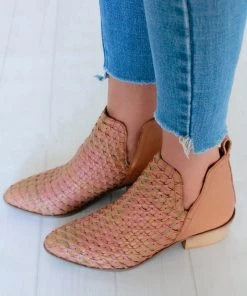 Human Shoes Jaxs Leather Woven Boots | Tan Multi | HS18