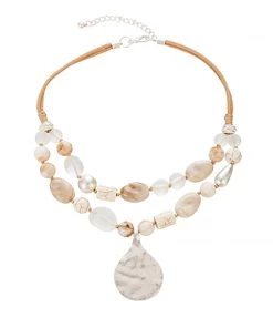 Blue Scarab Jewellery Cream Stone Necklace