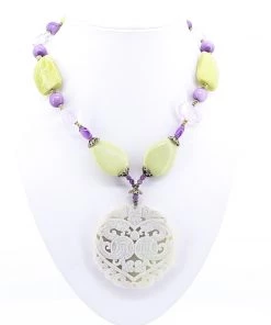 Jewellery Jade And Amethyst Necklace - Elfy - ELF6